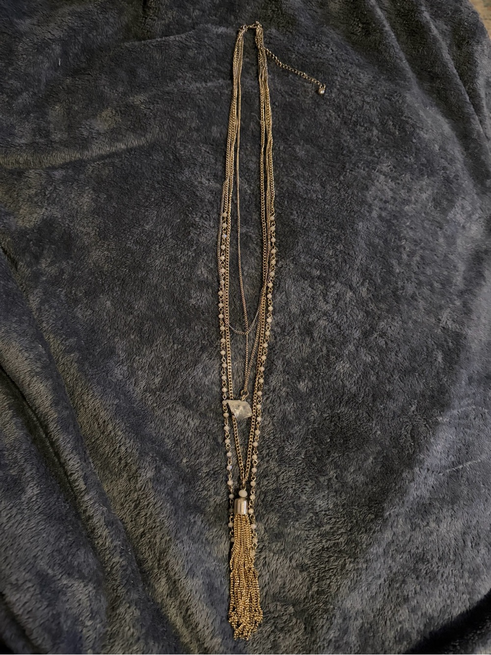 Gold Tassel Layered Necklace - Women Jewelry